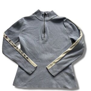 Tommy Hilfiger Zip-Up Ribbed Top – Size M | Sporty Streetwear | 100% Cotton |